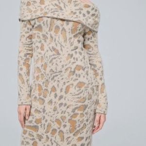 WHBM Leopard Print Cozy Midi Sweater Dress NWT/NEW White House Black Market